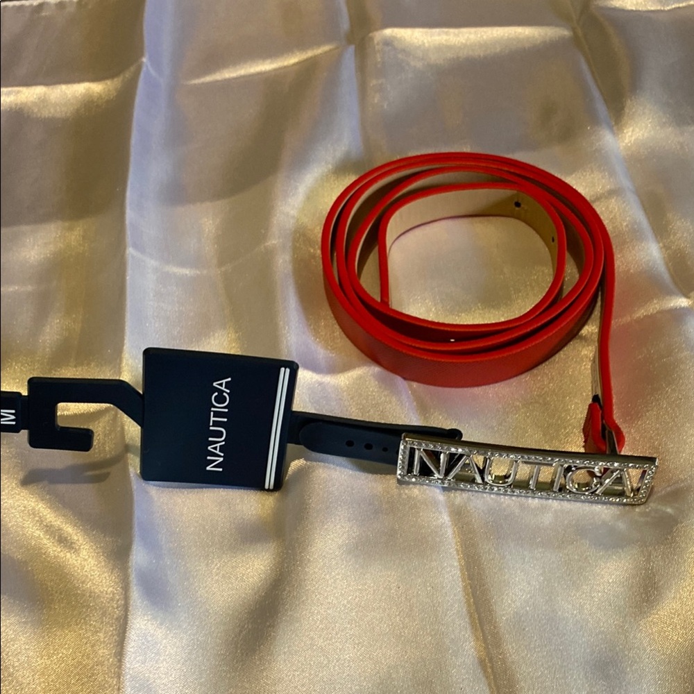 Nautica Red Belt with Silver Buckle